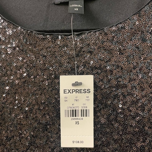 Express, black, sequin, mini-dress - Picture 6 of 7